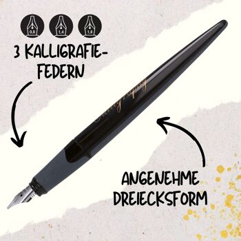 ONLINE Kit de calligraphie Air avec bouteille d'encre dorée | Set de calligraphie stylo plume, 3 plumes de calligraphie différentes, bouteille d'encre | emballage cadeau 2