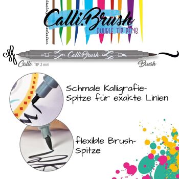 EN LIGNE Calli.Brush Stylos Lot de 5 | Stylos pinceaux avec pointe pinceau et pointe calligraphie | stylos pinceaux 2