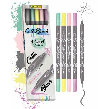 EN LIGNE Calli.Brush Stylos Lot de 5 | Stylos pinceaux avec pointe pinceau et pointe calligraphie | stylos pinceaux 6