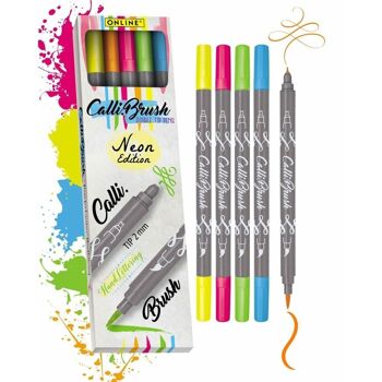 EN LIGNE Calli.Brush Stylos Lot de 5 | Stylos pinceaux avec pointe pinceau et pointe calligraphie | stylos pinceaux 7