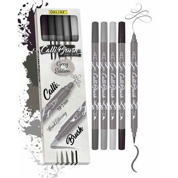 EN LIGNE Calli.Brush Stylos Lot de 5 | Stylos pinceaux avec pointe pinceau et pointe calligraphie | stylos pinceaux 8