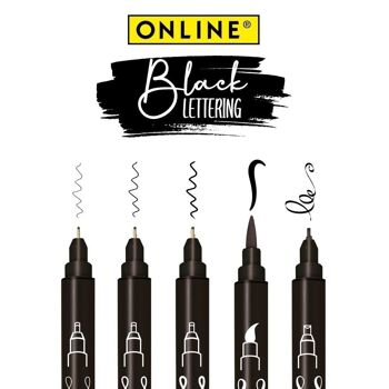 Ensemble de lettrage noir EN LIGNE | feutre étanche noir | Ensemble de stylos de calligraphie 1