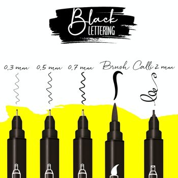Ensemble de lettrage noir EN LIGNE | feutre étanche noir | Ensemble de stylos de calligraphie 3