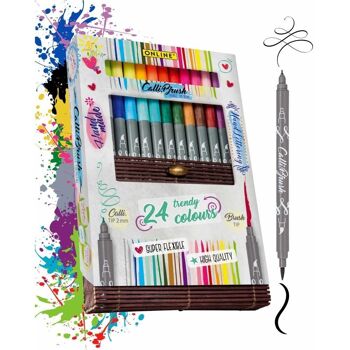 EN LIGNE Calli.Brush Double-Tip Pens en 24 couleurs | Feutres pinceaux avec pointe pinceau et pointe calligraphie | emballage cadeau 6