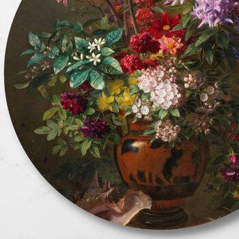 Cercle mural Nature morte aux fleurs dans un vase grec 2