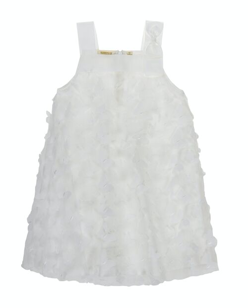 Vestido de niña en color blanco con mariposas blancas en relieve, tirantes. (2y-16y)