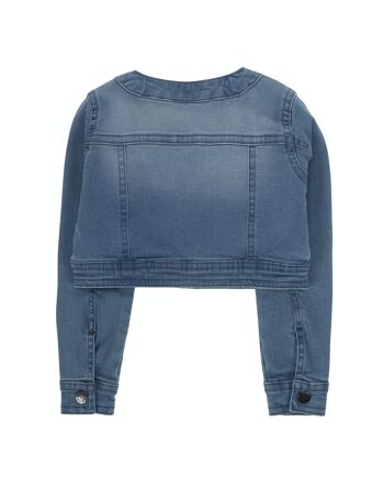 Boléro en denim superflex pour fille en coton bleu moyen, manches longues. (2a-16a) 2