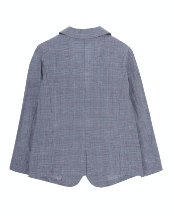 Blazer garçon en coton tissé à carreaux gallois bleu et écru, pinces devant, poche poitrine. (2a-16a) 2