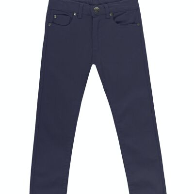 Pantalon bleu marine en sergé élastique cinq poches garçon. (2a-16a)