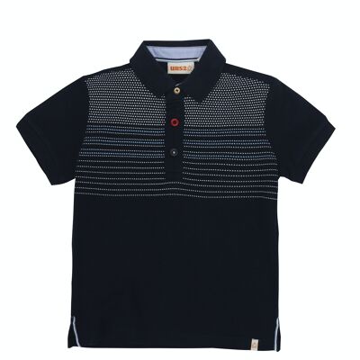 Boy's navy blue cotton piqué polo shirt, short sleeves. (2y-16y)