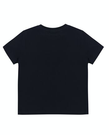 T-shirt garçon bleu marine en jersey simple de coton, manches courtes, imprimé devant. (2a-16a) 2