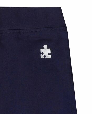 Legging fille bleu marine en jersey simple de coton stretch, longueur sous le genou. (2a-16a) 3