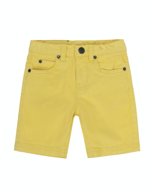 Bermuda de niño cinco bolsillos de twill elástico en amarillo claro cinco bolsillos. (2y-16y)