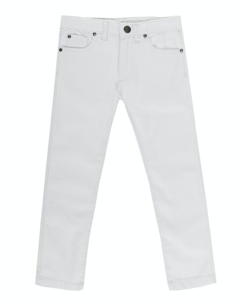 Pantalón twill elástico de niño en gris claro cinco bolsillos. (2y-16y)