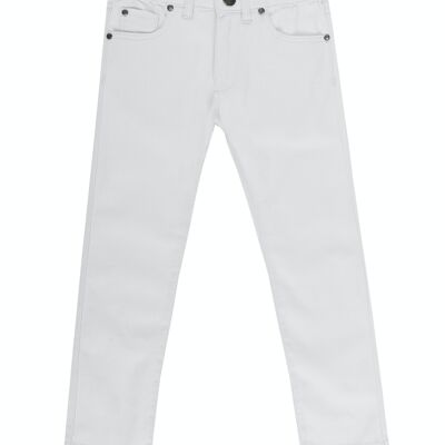 Boy's light gray elastic twill trousers with five pockets. (2y-16y)