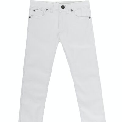 Pantalon garçon en sergé élastique gris clair cinq poches. (2a-16a)