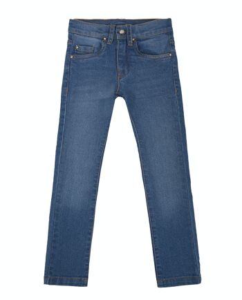 Pantalon bleu moyen garçon en coton denim superflex. (2a-16a) 1