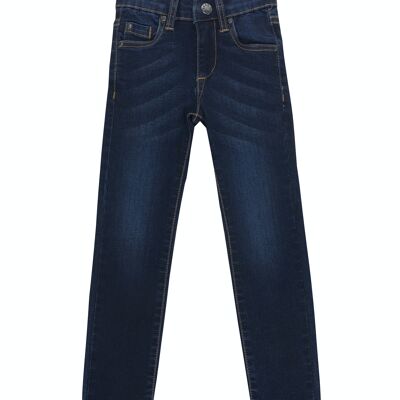 Pantalon garçon bleu foncé en denim de coton superflex. (2a-16a)