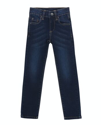 Pantalon garçon bleu foncé en denim de coton superflex. (2a-16a) 1