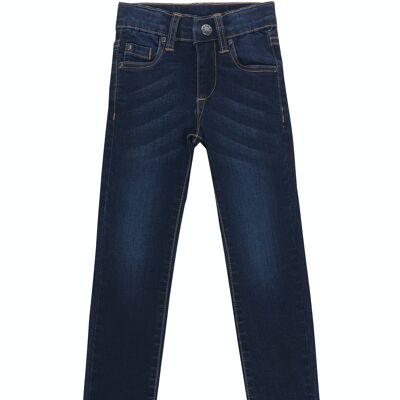 Boy's dark blue cotton superflex denim trousers. (2y-16y)