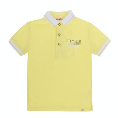 Polo da bambino in piquet di cotone giallo chiaro, maniche corte. (2a-16a)