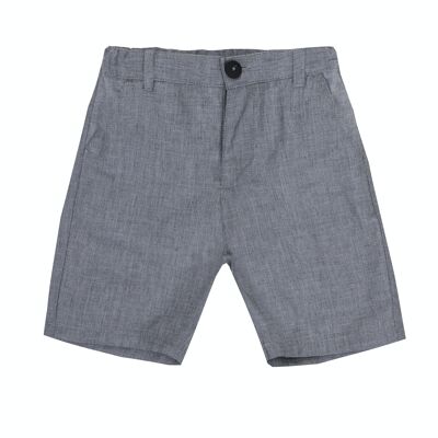 Boy's dark gray plain fake cotton Bermuda shorts. (2y-16y)