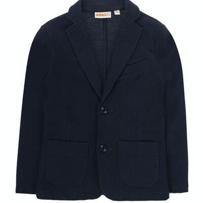 Boy's navy blue cotton pique knit blazer. (2y-16y)