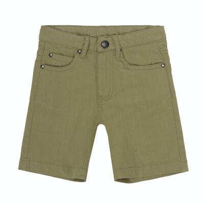Boys' khaki elastic twill shorts with five pockets. (2y-16y)