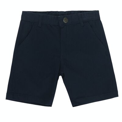 Boy's navy blue stretch twill Bermuda shorts with "chino" type French pocket. (2y-16y)