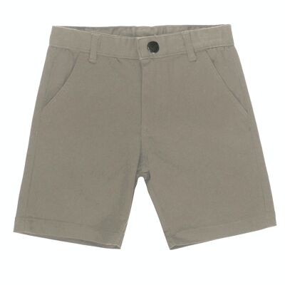 Jungen-Bermudashorts aus steinfarbenem Stretch-Twill mit französischer „Chino“-Tasche. (2-16 Jahre)