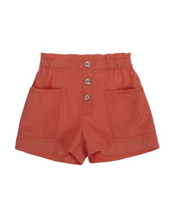 Short fille en lyocell corail, poches devant. (2a-16a) 1