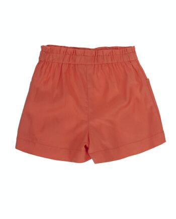 Short fille en lyocell corail, poches devant. (2a-16a) 2