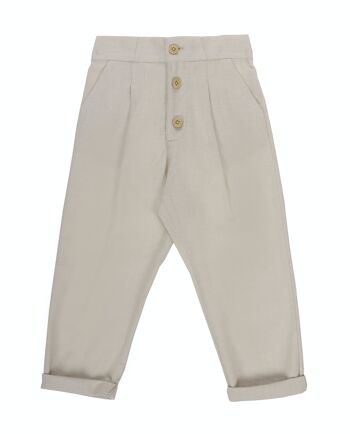 Pantalon fille coton lin avec ceinture du même tissu. (2a-16a) 1