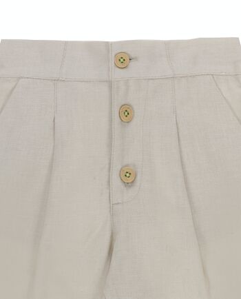 Pantalon fille coton lin avec ceinture du même tissu. (2a-16a) 3
