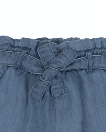 Short bleu moyen fille en coton, poches devant. (2a-16a) 3