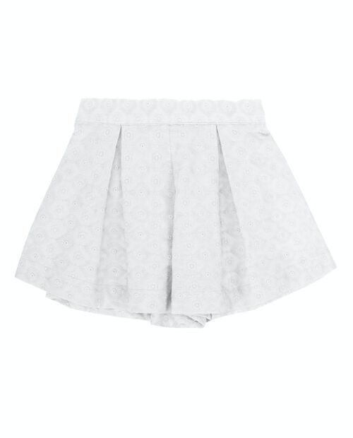 Short de niña tejido bordado suizo de algodón color blanco . (2y-16y)