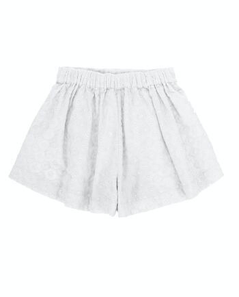 Short fille en coton brodé suisse blanc. (2a-16a) 2