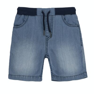 Pantaloncini da bambino in denim di cotone blu medio. (2a-16a)