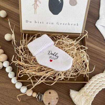 Set de regalo de calcetín para bebé | anuncio de embarazo