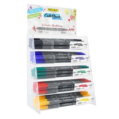 ONLINE 60x Calli.Brush Double Tip Pens im Display | Brush-Pens mit Pinselspitze und Kalligrafie-Spitze | Pinselstifte