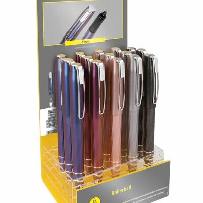 ONLINE 15x ink cartridge rollerball Slope Metallic in a display | ergonomic rollerball | for students | in the counter display