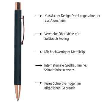 EN LIGNE 15x stylo à bille en métal souple dans un présentoir | Surface douce au toucher | recharge G2 interchangeable 2