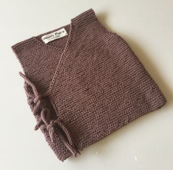 Gilet bébé enveloppe tricoté à la main bio, super doux 1