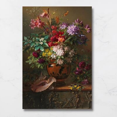 Panel de pared Naturaleza muerta con flores en un jarrón griego