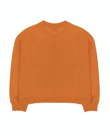 Sweat fille en molleton de coton orange, manches longues, imprimé relief devant. (2a-16a) 2