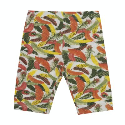 Girls' pirate leggings in elastic cotton jersey with orange feathers print. (2y-16y)
