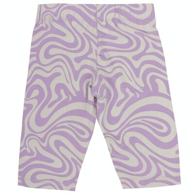 Girl's pirate leggings in plain elastic cotton jersey with a psychedelic print in lilac and ecru, elasticated waist. (2y-16y)