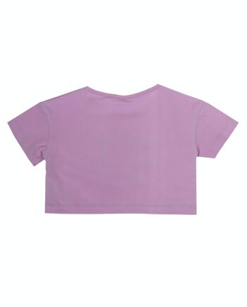 T-shirt court fille en jersey simple de coton stretch, manches courtes, imprimé fleurs sur le devant. (2a-16a) 2