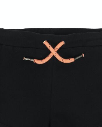 Short noir fille en jersey simple de coton stretch, poches devant. (2a-16a) 3