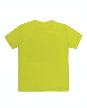 T-shirt garçon en jersey simple de coton vert anis, manches courtes, imprimé devant. (2a-16a) 2